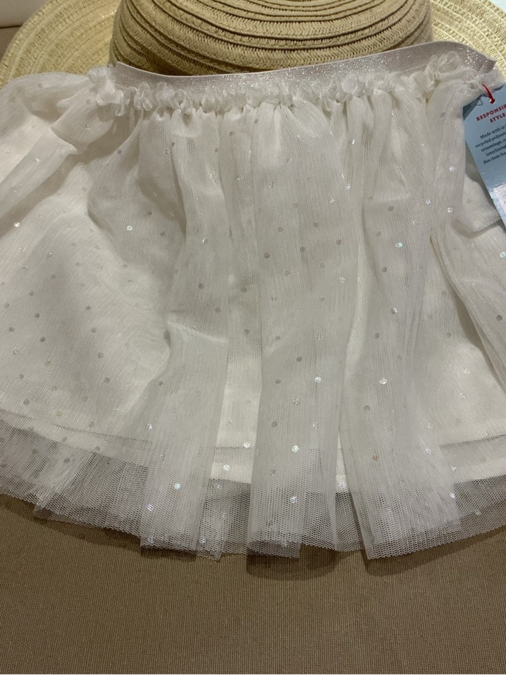 Cat & Jack White Glitter Tulle Skirt